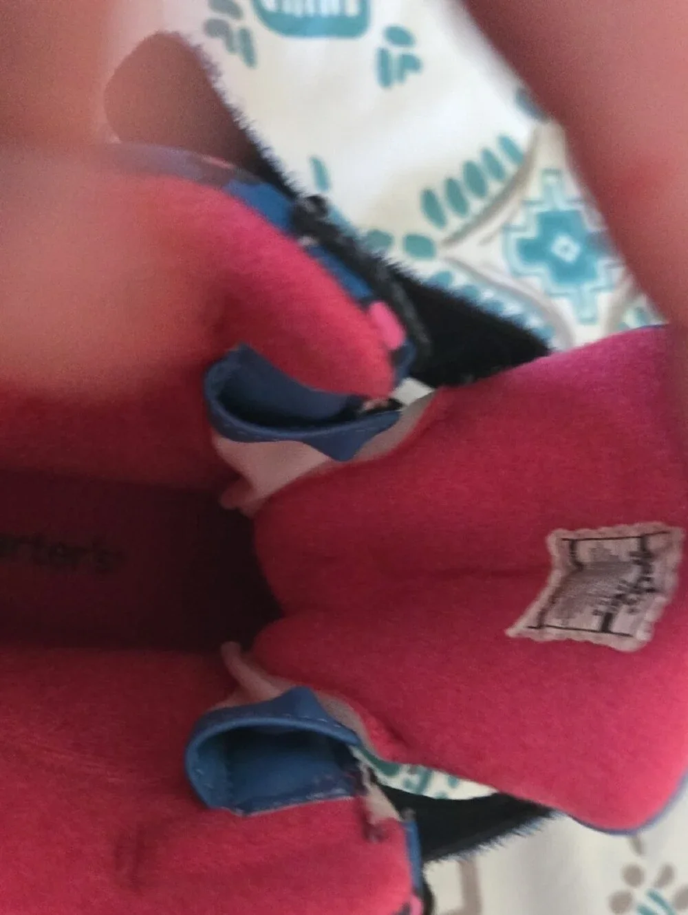 Carter's Navy Blue and Pink Kids Snow Boots with Patterned Blue Panels